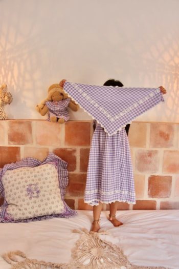 Bonjour Diary Lilac Gingham Petticoat Dress with Scarf - Little French Heart