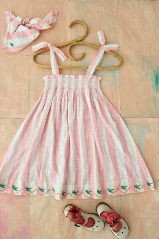 Bonjour Diary Pink Deck Chair Stipe Petticoat Dress Full Length - Little French Heart