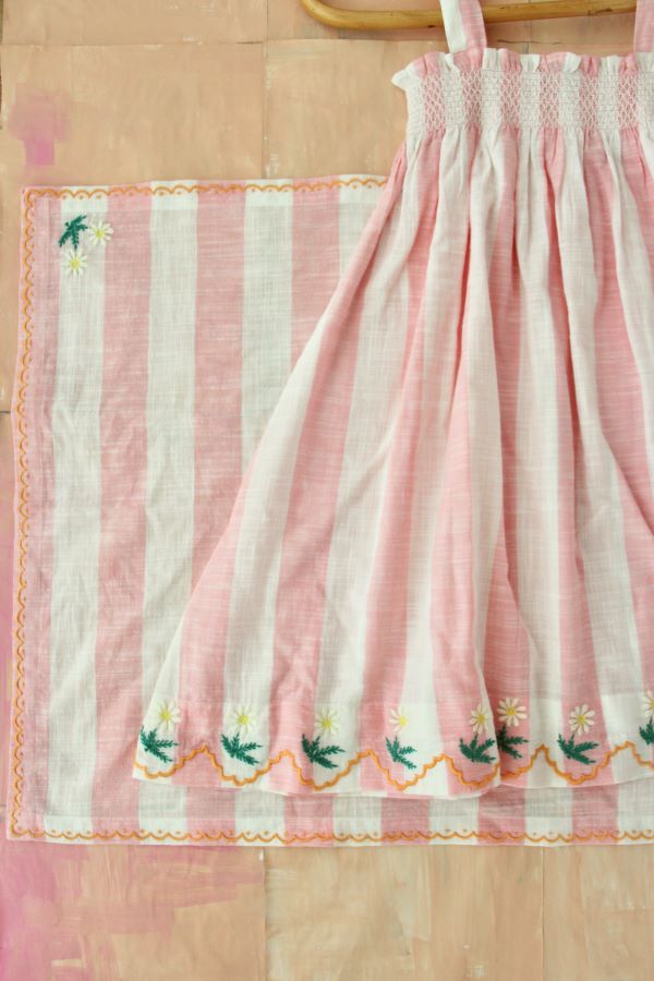 Bonjour Diary Pink Deck Chair Stripe Long Skirt Dress (S2, 8, 10, 12)