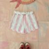 Bonjour Diary Pink Deck Chair Stripe Shorts with Bandana with printed flowers - Little French Heart