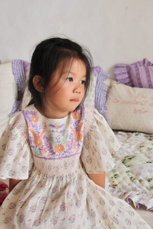 Bonjour Diary Rosalie Dress Pastel Flowers with gorgeous embroidery - Little French Heart