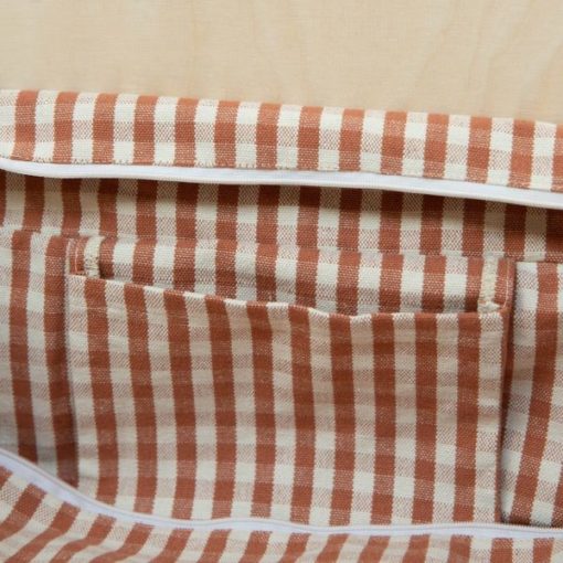 Gabrielle Paris cotton-week-end-bag-vichy-brique pocket - Little French Heart