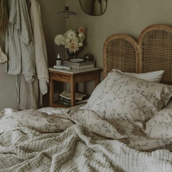 Garbo & Friends Percale Botany Single Bed Set on a beautiful bed - Little French Heart