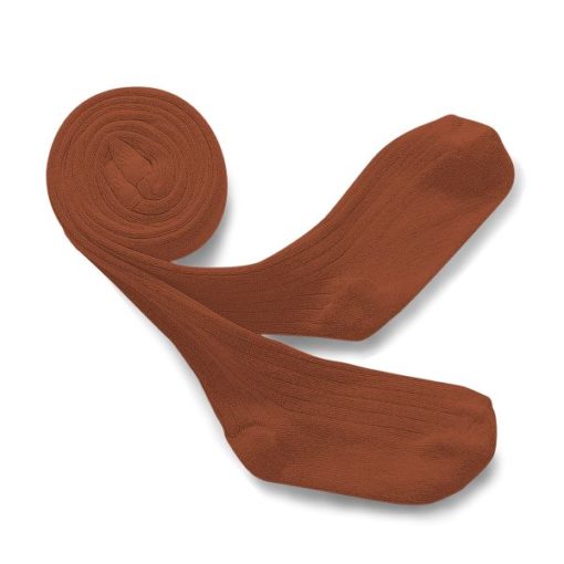 Louise Traditional Ribbed Tights Ginger Bread - Little French Heart