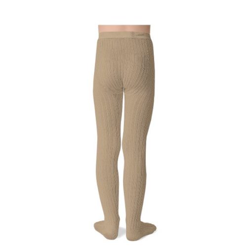 Louise Traditional Ribbed Tights Petite Taupe back - Little French Heart