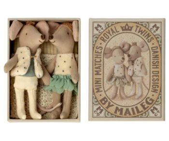 Maileg Royal Twin Mice in a Matchbox Prince and Princess - Little French Heart