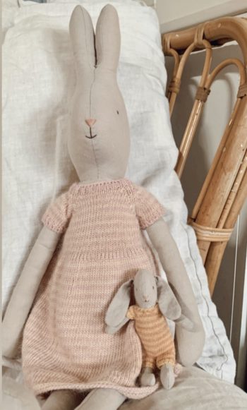 Rabbit Size 4 in Knit Dress - Little French Heart with micro bunny