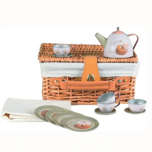 Tin Tea Set in a Picnic Basket beautiful gifts for children - Little French Heart