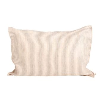 washed-linen-pillowcase-cafemilk thin stripes - Little French Heart