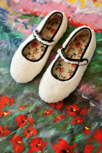 Bonjour Diary Ecru Fur girls shoes - Little French Heart