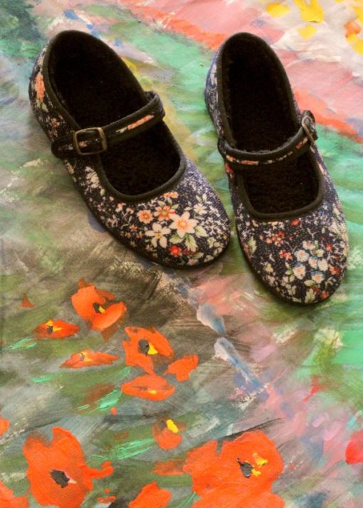 Bonjour Diary Indigo Flowers girls shoes - Little French Heart