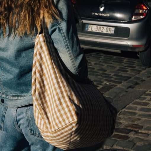 Gabrielle Paris cotton-handbag-vichy-camel womens accessory - Little French Heart