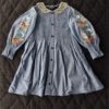 Bonjour Diary Chambray Dress with Exquisitely Embroidered Sleeves - Little French Heart
