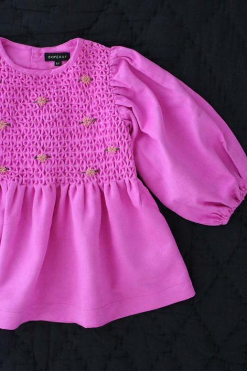 Bonjour Diary Fuchsia Handsmock Blouse classic style - Little French Heart