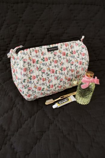 Bonjour Diary Toiletry Bag Ivory Floral Beautiful Gifts - Little French Heart