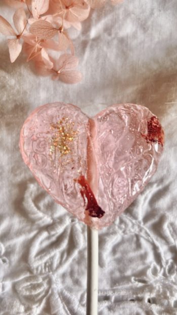 Glitter Rose Lollipop Little French Heart