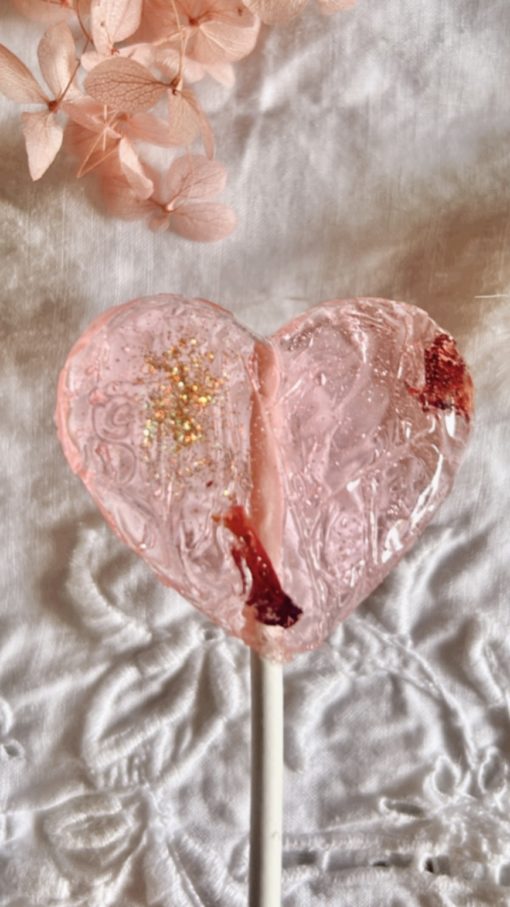 Glitter Rose Lollipop Little French Heart