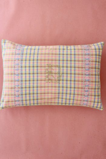 Embroidered Cushion Cover Rainbow Check