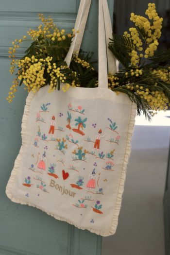 Bonjour Diary Embroidered Tote - Little French Heart 2
