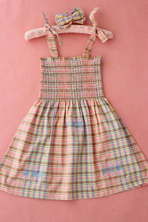 Bonjour Diary Long Skirt Dress Rainbow Check - Little French Heart
