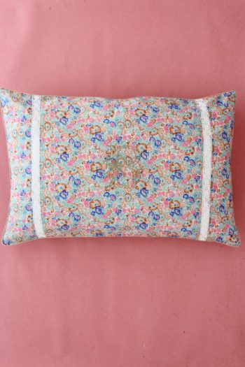 Embroidered Cushion Cover Blue Garden