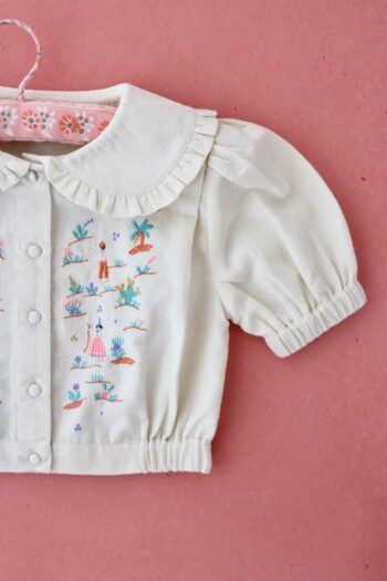 Bonjour Diary embroidered cropped blouse - Little French Heart