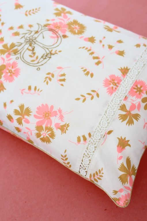 Embroidered Cushion Cover Bouquet Fluo Curry