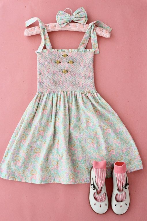 Bonjour long skirt dress pastel garden - Little French Heart