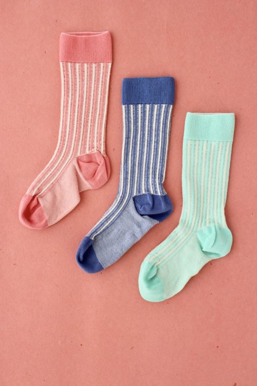 Bonjour Diary Socks Deckchair Stripe Aqua
