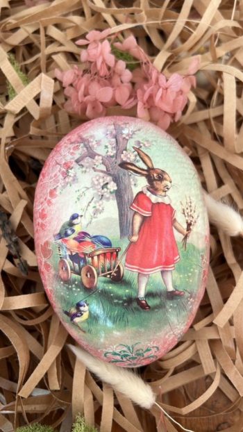 German Vintage Easter Eggs - Rabbit in Red Dress - Little French Heart