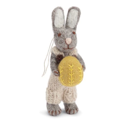 Gry & Sif Bunny Small Grey pants and Yellow Egg - Little French Heart