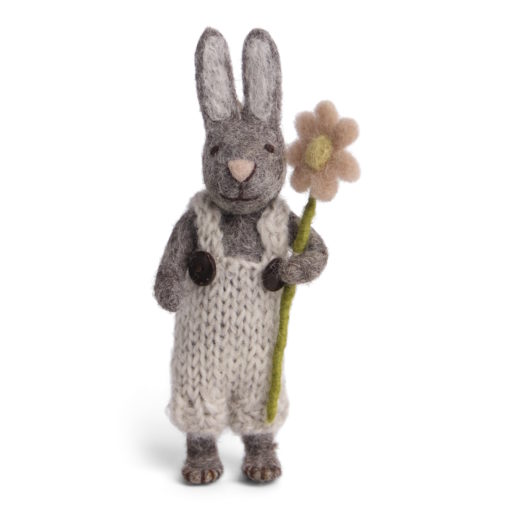 Gry & Sif Bunny Small Grey pants & flower -Little French Heart