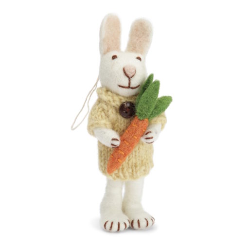 Gry & Sif Bunny Small White Dress And Carrot - Little French Heart
