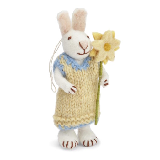 Gry & Sif Bunny Small White Dress And Flower - Little French Heart