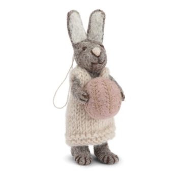 Gry & Sif Small Bunny in Grey Dress with Egg - Little French Heart