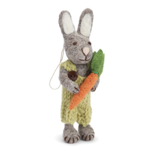 Gry & Sif Small Bunny in Grey Pants with Carrot - Little French Heart