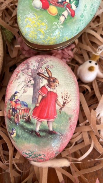 Traditional Vintage Easter Eggs - Rabbit in Red Dress - Little French Heart