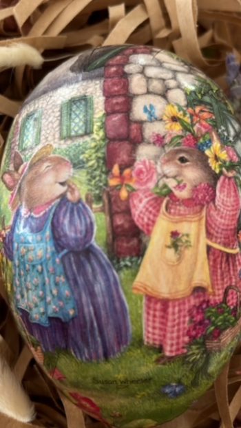 Vintage Easter Egg - Flower Bunnies - Little French Heart