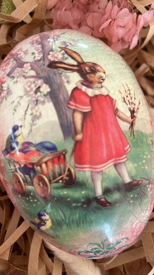 Vintage Easter Eggs - Rabbit in Red Dress - Little French Heart