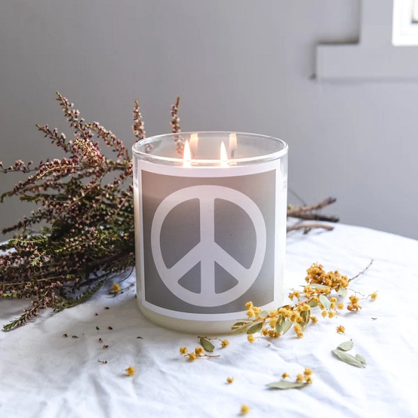 The Commonfolk Peace Sign ~ SAGE Candle - Little French Heart