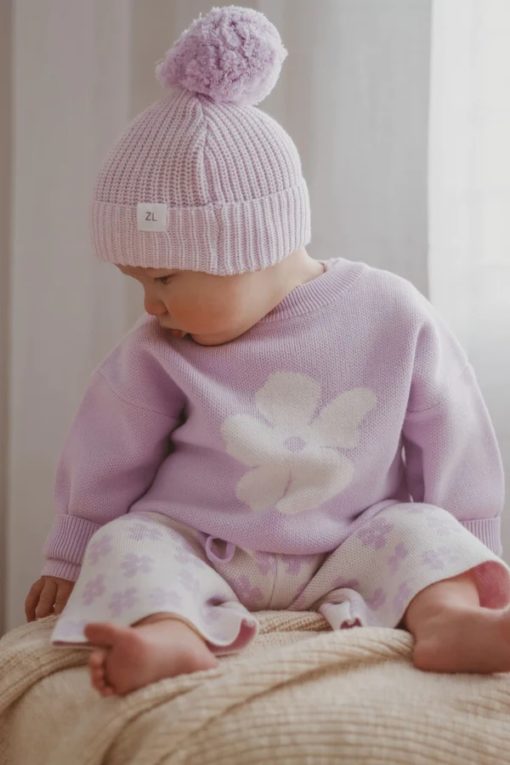 Ziggy Lou Jumper Lilac Floral - Beanie Lavender - Little French Heart