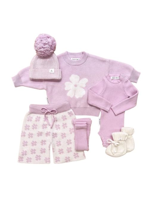 Ziggy Lou Cropped Pants Jumper beanie booties leggings Lilac Floral - Little French Heart