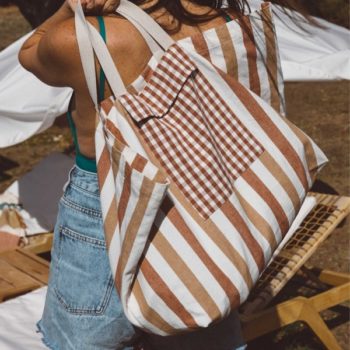 Gabrielle Paris Beach Bag Brique Stripes - Little French Heart 1