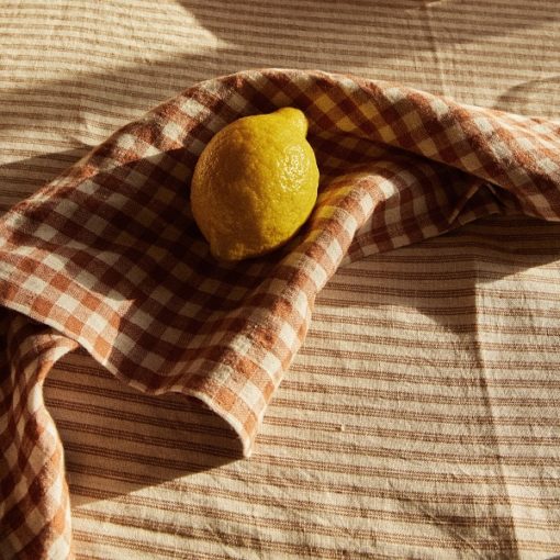 Gabrielle Paris Linen Tablecloth Thin Stripe Cafemilk - Little French Heart