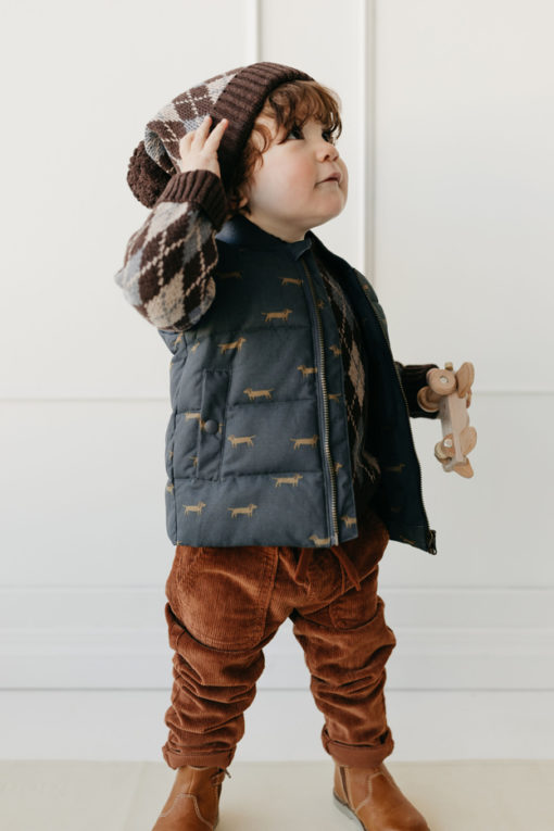 Jamie Kay Cillian Cord Gingerbread and Tayor Vest - Little French Heart 1