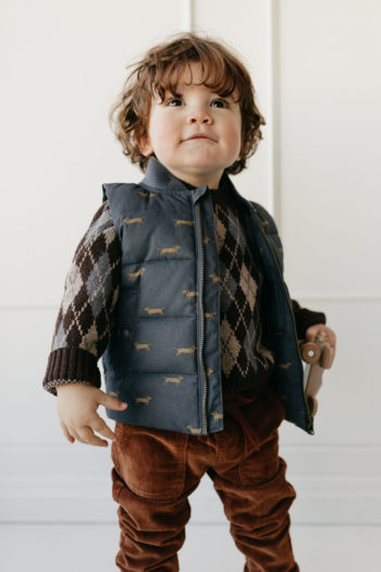 Jamie Kay Cillian Cord Gingerbread and Tayor Vest - Little French Heart 2