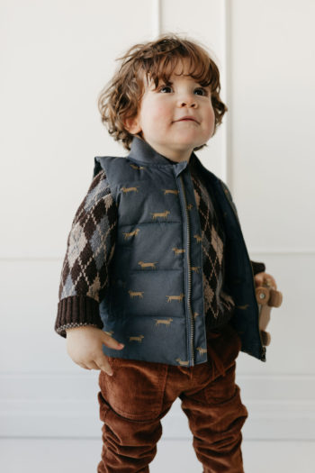 Jamie Kay Cillian Cord Gingerbread and Tayor Vest - Little French Heart 3