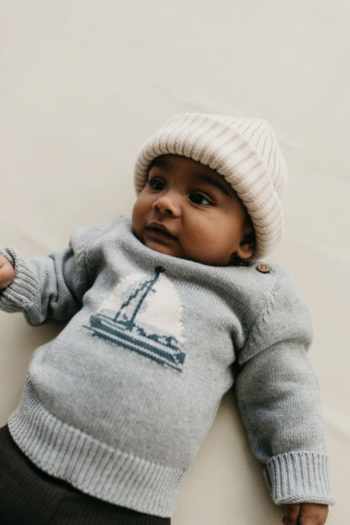 Jamie Kay Hugo Knitted Jumper - Shoreline Marle - Little French Heart 5