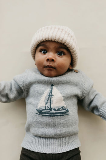 Jamie Kay Hugo Knitted Jumper - Shoreline Marle - Little French Heart baby