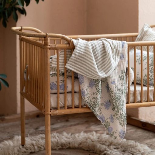 Garbo & Friends Plumbago Swaddle in cot - Little French Heart